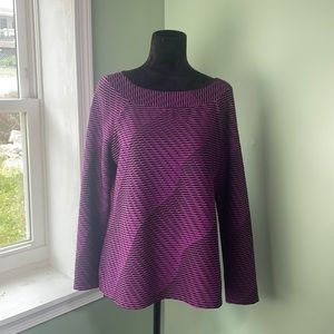 Dana Buchman, long sleeve top, black and purple large